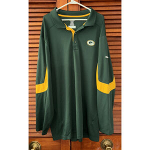 Green Bay Packers NFL Reebok Play Dry Long Sleeve Polo Shirt Size 3XL